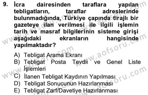 Ulusal Yargı Ağı Projesi 2 Dersi 2012 - 2013 Yılı (Final) Dönem Sonu Sınav Soruları 9. Soru