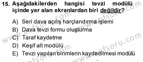 Ulusal Yargı Ağı Projesi 2 Dersi 2013 - 2014 Yılı (Vize) Ara Sınav Soruları 15. Soru