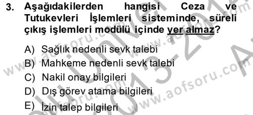 Ulusal Yargı Ağı Projesi 2 Dersi Ara Sınavı Deneme Sınav Soruları 3. Soru