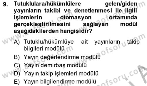 Ulusal Yargı Ağı Projesi 2 Dersi Ara Sınavı Deneme Sınav Soruları 9. Soru