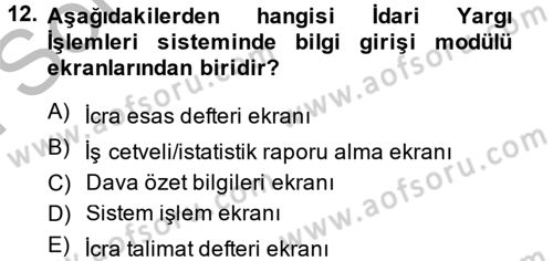 Ulusal Yargı Ağı Projesi 2 Dersi 2013 - 2014 Yılı (Final) Dönem Sonu Sınav Soruları 12. Soru