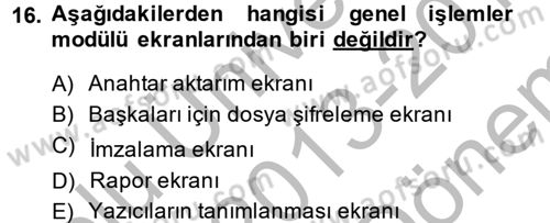 Ulusal Yargı Ağı Projesi 2 Dersi 2013 - 2014 Yılı (Final) Dönem Sonu Sınav Soruları 16. Soru