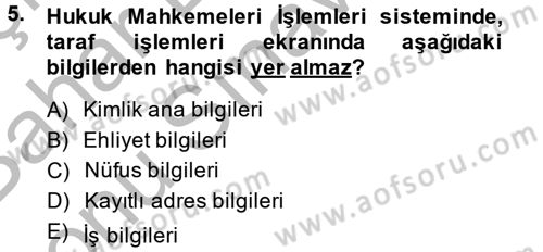 Ulusal Yargı Ağı Projesi 2 Dersi 2013 - 2014 Yılı (Final) Dönem Sonu Sınav Soruları 5. Soru