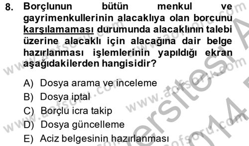 Ulusal Yargı Ağı Projesi 2 Dersi 2013 - 2014 Yılı (Final) Dönem Sonu Sınav Soruları 8. Soru