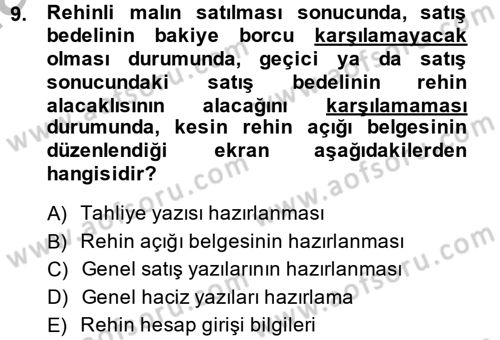 Ulusal Yargı Ağı Projesi 2 Dersi 2013 - 2014 Yılı (Final) Dönem Sonu Sınav Soruları 9. Soru