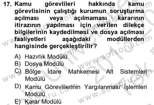 Ulusal Yargı Ağı Projesi 2 Dersi 2013 - 2014 Yılı Tek Ders Sınav Soruları 17. Soru