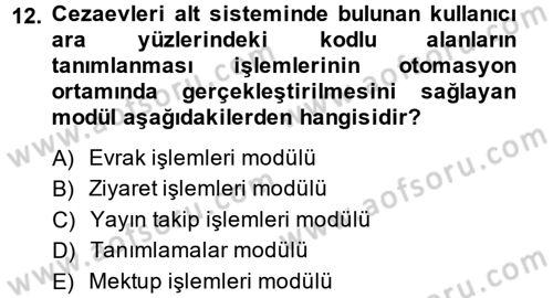 Ulusal Yargı Ağı Projesi 2 Dersi Ara Sınavı Deneme Sınav Soruları 12. Soru