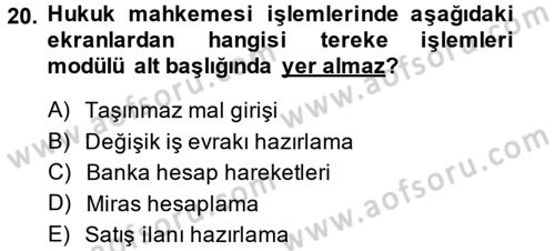 Ulusal Yargı Ağı Projesi 2 Dersi 2014 - 2015 Yılı (Vize) Ara Sınav Soruları 20. Soru