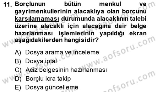Ulusal Yargı Ağı Projesi 2 Dersi 2014 - 2015 Yılı Tek Ders Sınav Soruları 11. Soru