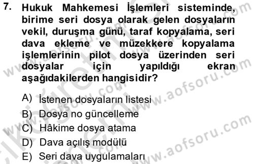 Ulusal Yargı Ağı Projesi 2 Dersi 2014 - 2015 Yılı Tek Ders Sınav Soruları 7. Soru