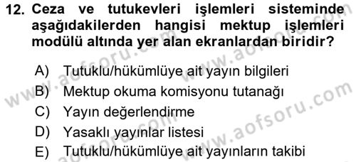 Ulusal Yargı Ağı Projesi 2 Dersi 2015 - 2016 Yılı (Vize) Ara Sınav Soruları 12. Soru