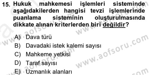 Ulusal Yargı Ağı Projesi 2 Dersi 2015 - 2016 Yılı (Vize) Ara Sınav Soruları 15. Soru