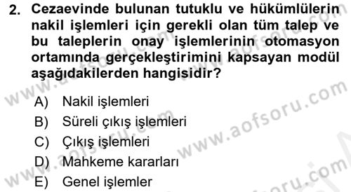 Ulusal Yargı Ağı Projesi 2 Dersi Ara Sınavı Deneme Sınav Soruları 2. Soru