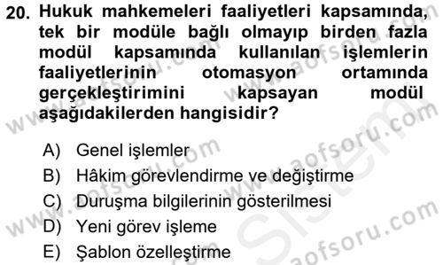 Ulusal Yargı Ağı Projesi 2 Dersi 2015 - 2016 Yılı (Vize) Ara Sınav Soruları 20. Soru