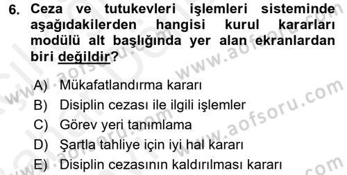 Ulusal Yargı Ağı Projesi 2 Dersi 2015 - 2016 Yılı (Vize) Ara Sınav Soruları 6. Soru