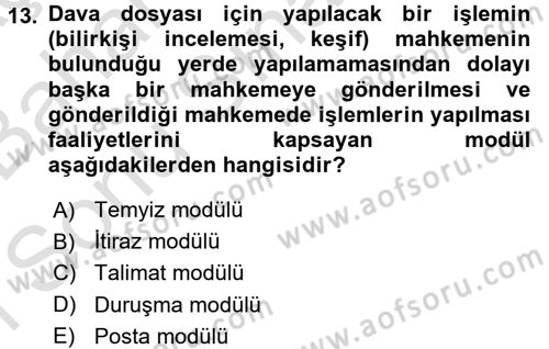 Ulusal Yargı Ağı Projesi 2 Dersi 2015 - 2016 Yılı (Final) Dönem Sonu Sınav Soruları 13. Soru