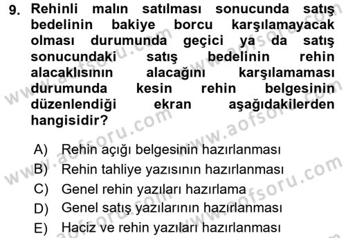 Ulusal Yargı Ağı Projesi 2 Dersi 2015 - 2016 Yılı (Final) Dönem Sonu Sınav Soruları 9. Soru