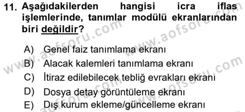 Ulusal Yargı Ağı Projesi 2 Dersi 2015 - 2016 Yılı Tek Ders Sınav Soruları 11. Soru