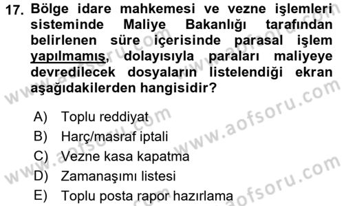 Ulusal Yargı Ağı Projesi 2 Dersi 2015 - 2016 Yılı Tek Ders Sınav Soruları 17. Soru