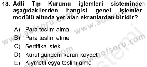 Ulusal Yargı Ağı Projesi 2 Dersi 2015 - 2016 Yılı Tek Ders Sınav Soruları 18. Soru