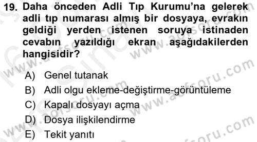 Ulusal Yargı Ağı Projesi 2 Dersi 2015 - 2016 Yılı Tek Ders Sınav Soruları 19. Soru
