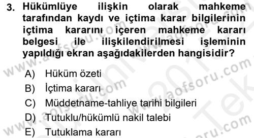 Ulusal Yargı Ağı Projesi 2 Dersi 2015 - 2016 Yılı Tek Ders Sınav Soruları 3. Soru