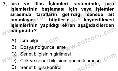 Ulusal Yargı Ağı Projesi 2 Dersi 2015 - 2016 Yılı Tek Ders Sınav Soruları 7. Soru