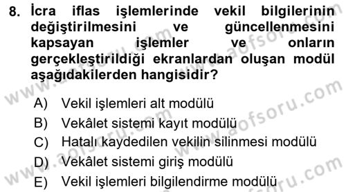 Ulusal Yargı Ağı Projesi 2 Dersi 2015 - 2016 Yılı Tek Ders Sınav Soruları 8. Soru