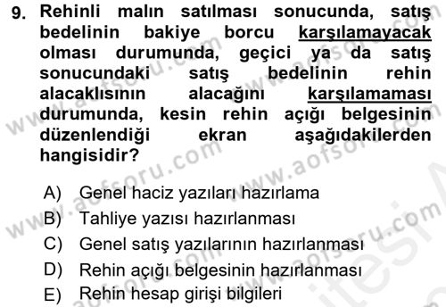 Ulusal Yargı Ağı Projesi 2 Dersi 2015 - 2016 Yılı Tek Ders Sınav Soruları 9. Soru