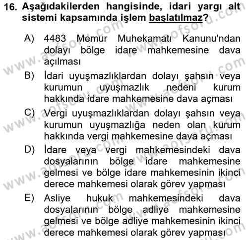 Ulusal Yargı Ağı Projesi 2 Dersi 2016 - 2017 Yılı 3 Ders Sınav Soruları 16. Soru
