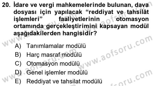 Ulusal Yargı Ağı Projesi 2 Dersi 2016 - 2017 Yılı 3 Ders Sınav Soruları 20. Soru