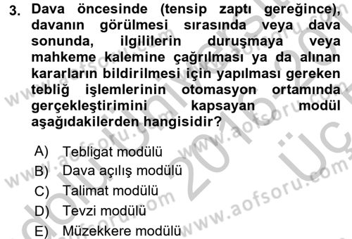 Ulusal Yargı Ağı Projesi 2 Dersi 2016 - 2017 Yılı 3 Ders Sınav Soruları 3. Soru