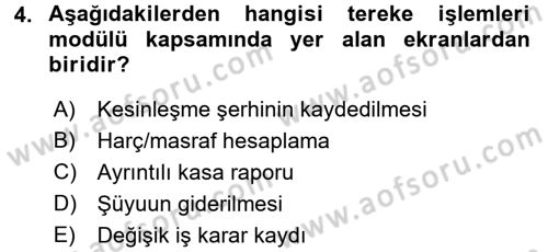 Ulusal Yargı Ağı Projesi 2 Dersi 2016 - 2017 Yılı 3 Ders Sınav Soruları 4. Soru