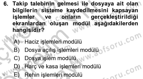 Ulusal Yargı Ağı Projesi 2 Dersi 2016 - 2017 Yılı 3 Ders Sınav Soruları 6. Soru