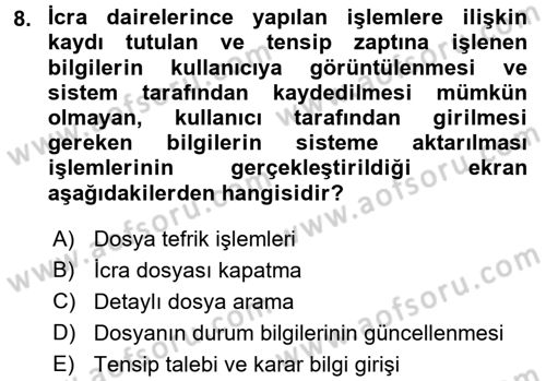 Ulusal Yargı Ağı Projesi 2 Dersi 2016 - 2017 Yılı 3 Ders Sınav Soruları 8. Soru