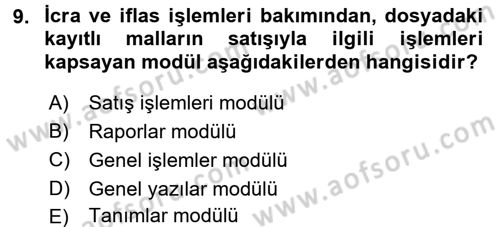 Ulusal Yargı Ağı Projesi 2 Dersi 2016 - 2017 Yılı 3 Ders Sınav Soruları 9. Soru