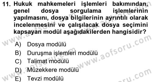 Ulusal Yargı Ağı Projesi 2 Dersi 2016 - 2017 Yılı (Vize) Ara Sınav Soruları 11. Soru
