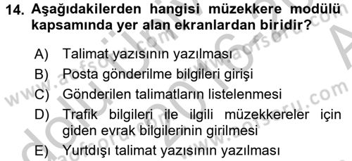 Ulusal Yargı Ağı Projesi 2 Dersi Ara Sınavı Deneme Sınav Soruları 14. Soru