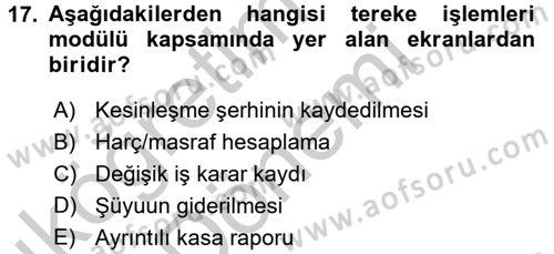 Ulusal Yargı Ağı Projesi 2 Dersi Ara Sınavı Deneme Sınav Soruları 17. Soru