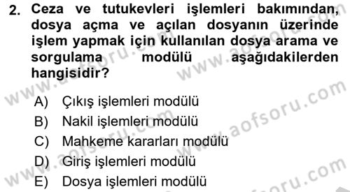 Ulusal Yargı Ağı Projesi 2 Dersi Ara Sınavı Deneme Sınav Soruları 2. Soru
