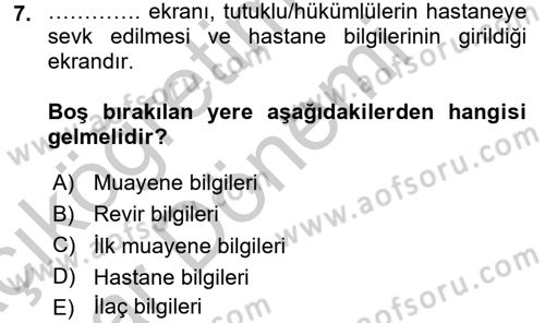 Ulusal Yargı Ağı Projesi 2 Dersi Ara Sınavı Deneme Sınav Soruları 7. Soru