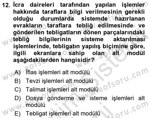 Ulusal Yargı Ağı Projesi 2 Dersi 2016 - 2017 Yılı (Final) Dönem Sonu Sınav Soruları 12. Soru