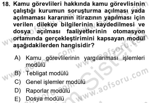 Ulusal Yargı Ağı Projesi 2 Dersi 2016 - 2017 Yılı (Final) Dönem Sonu Sınav Soruları 18. Soru