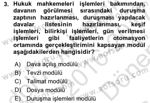Ulusal Yargı Ağı Projesi 2 Dersi 2016 - 2017 Yılı (Final) Dönem Sonu Sınav Soruları 3. Soru