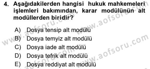 Ulusal Yargı Ağı Projesi 2 Dersi 2016 - 2017 Yılı (Final) Dönem Sonu Sınav Soruları 4. Soru