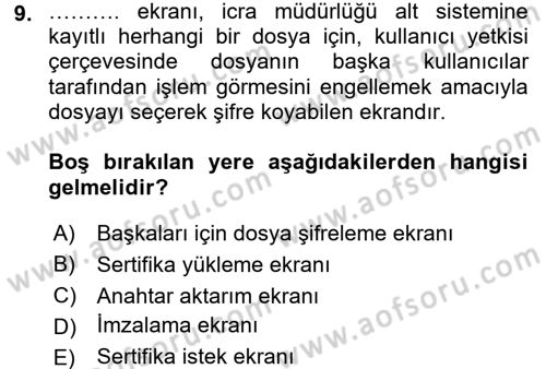 Ulusal Yargı Ağı Projesi 2 Dersi 2016 - 2017 Yılı (Final) Dönem Sonu Sınav Soruları 9. Soru