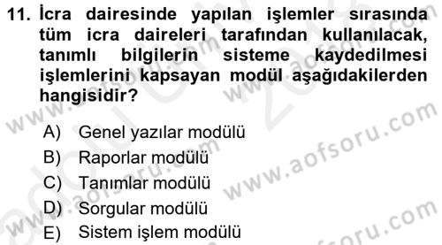 Ulusal Yargı Ağı Projesi 2 Dersi 2017 - 2018 Yılı 3 Ders Sınav Soruları 11. Soru
