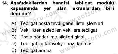 Ulusal Yargı Ağı Projesi 2 Dersi 2017 - 2018 Yılı 3 Ders Sınav Soruları 14. Soru