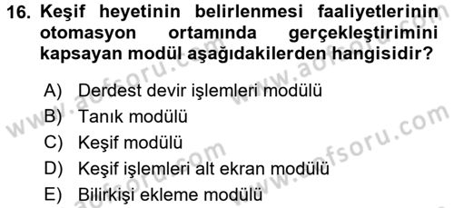 Ulusal Yargı Ağı Projesi 2 Dersi 2017 - 2018 Yılı 3 Ders Sınav Soruları 16. Soru