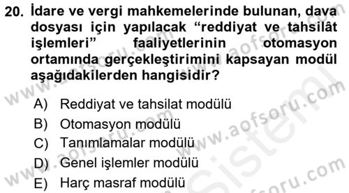 Ulusal Yargı Ağı Projesi 2 Dersi 2017 - 2018 Yılı 3 Ders Sınav Soruları 20. Soru